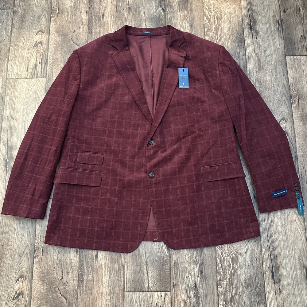 Stafford Big&Tall Corduroy Sport Coat Suit Blazer Men’s Sz 56 Long Burgundy